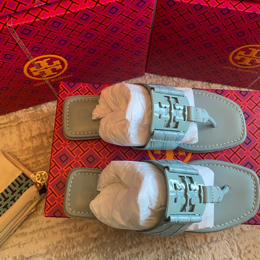 Tory Burch Georgia Soft Croco Sandals - Picture 5 of 8